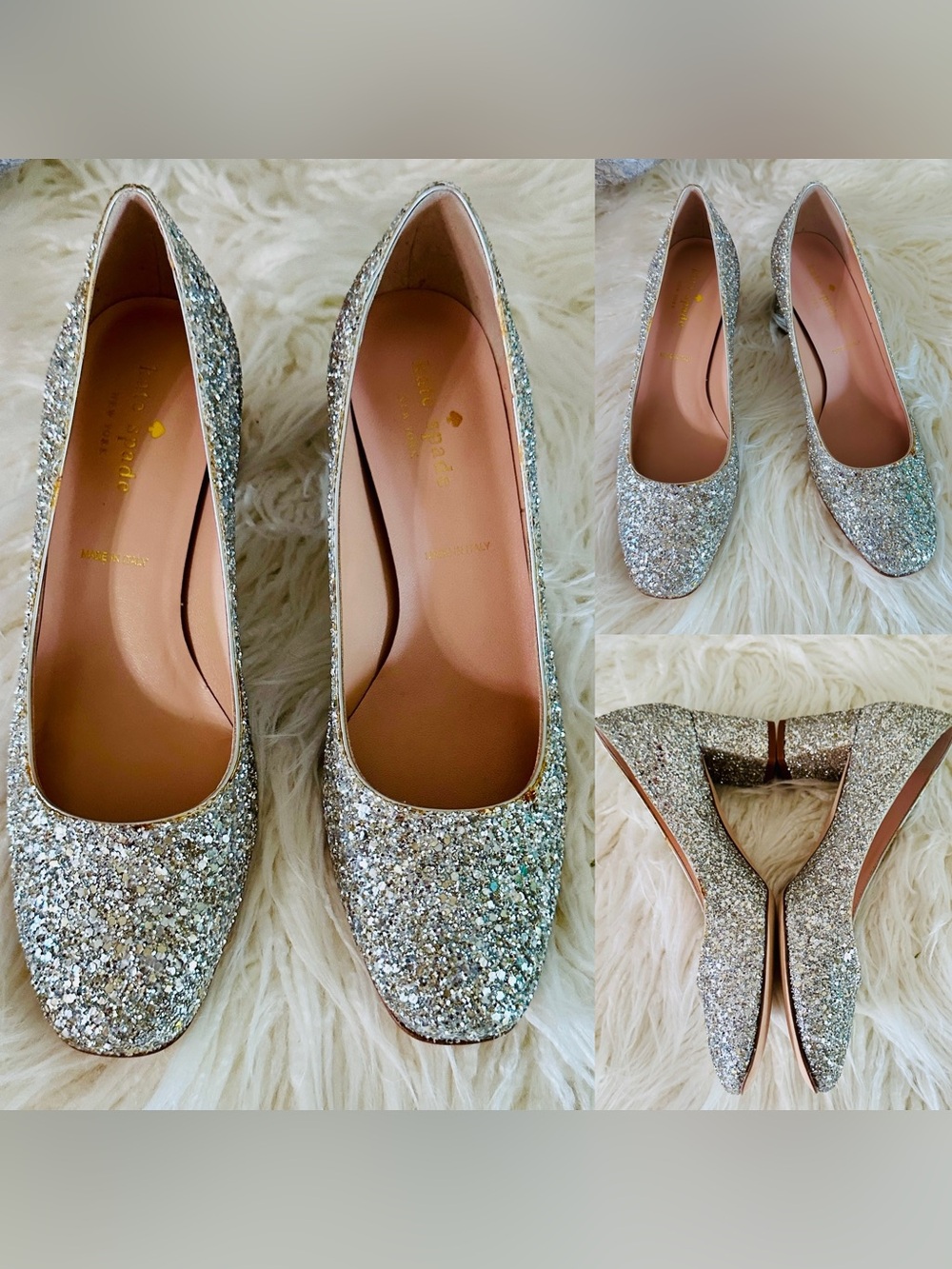 Kate Spade New York Dolores Silver/Gold Glitter Heel Pumps Size 6, 6.5, or 7 - Picture 2 of 10